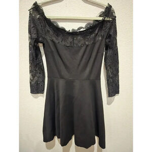 BB Dakota Women's Off-Shoulder Lace Dress Black 6 Party Cocktail Grunge Goth